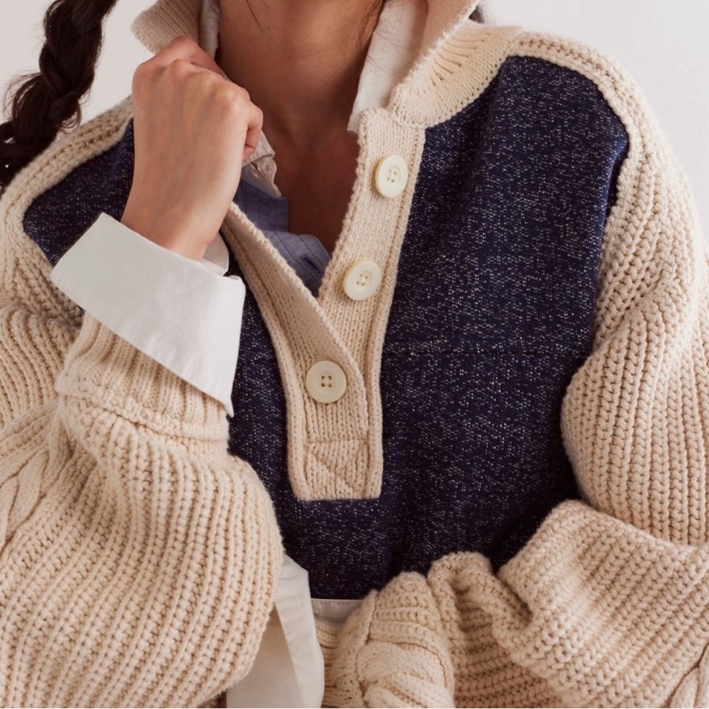 Free People We The Free Marco Polo Sweaters. NWT. Navy combo - Picture 3 of 3